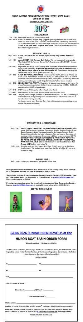 2026 GCBA Summer Rendezvous - Huron Boat Basin